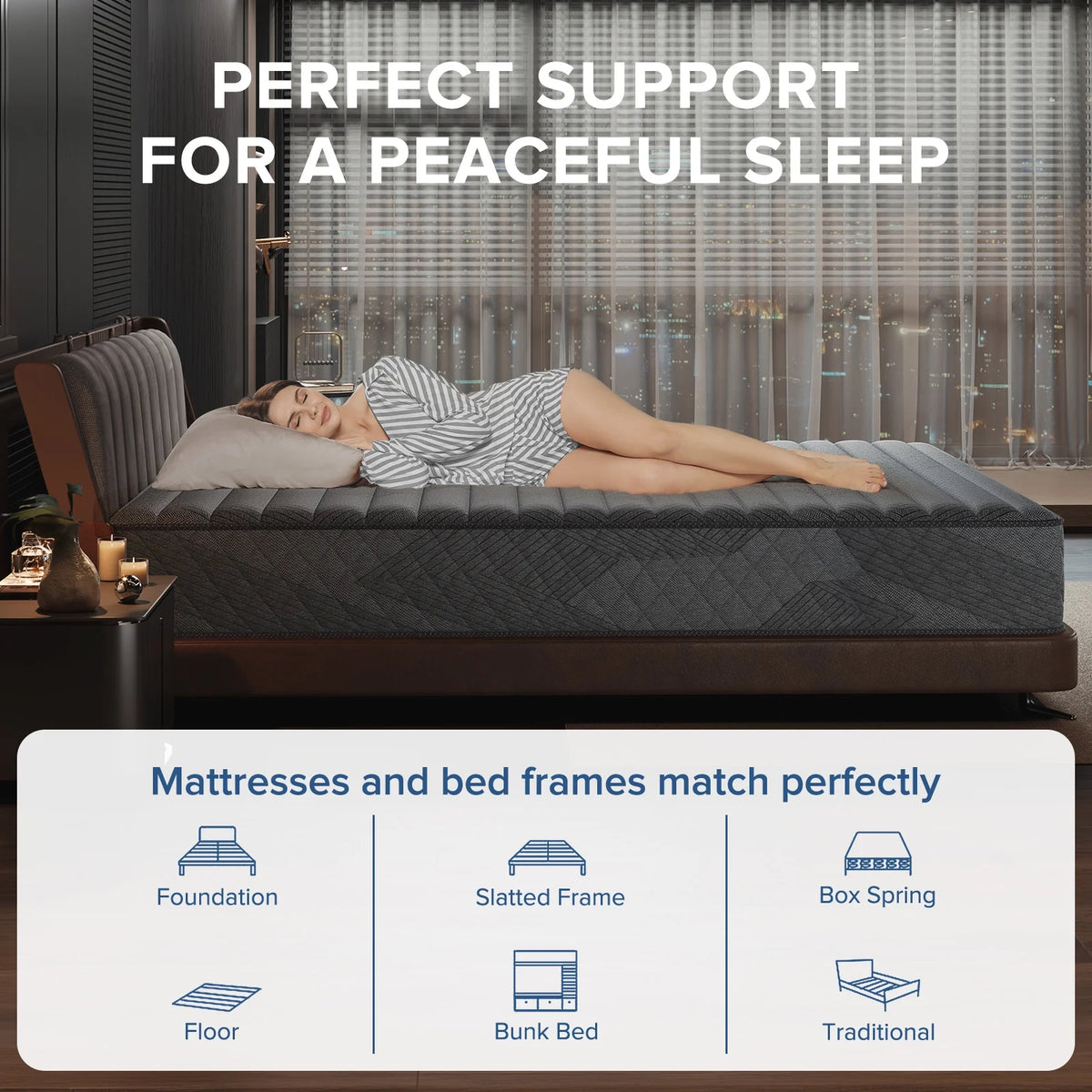 LIBORIA Queen Mattress, 10 inch Gel Memory Foam Hybrid Mattress for Cooling Sleep & Pressure Relief, Medium Firm, CertiPUR-US