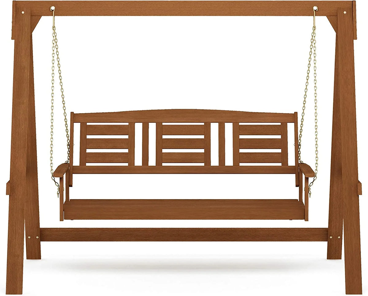 Furinno Tioman Hardwood 3 Seater Swing with Stand