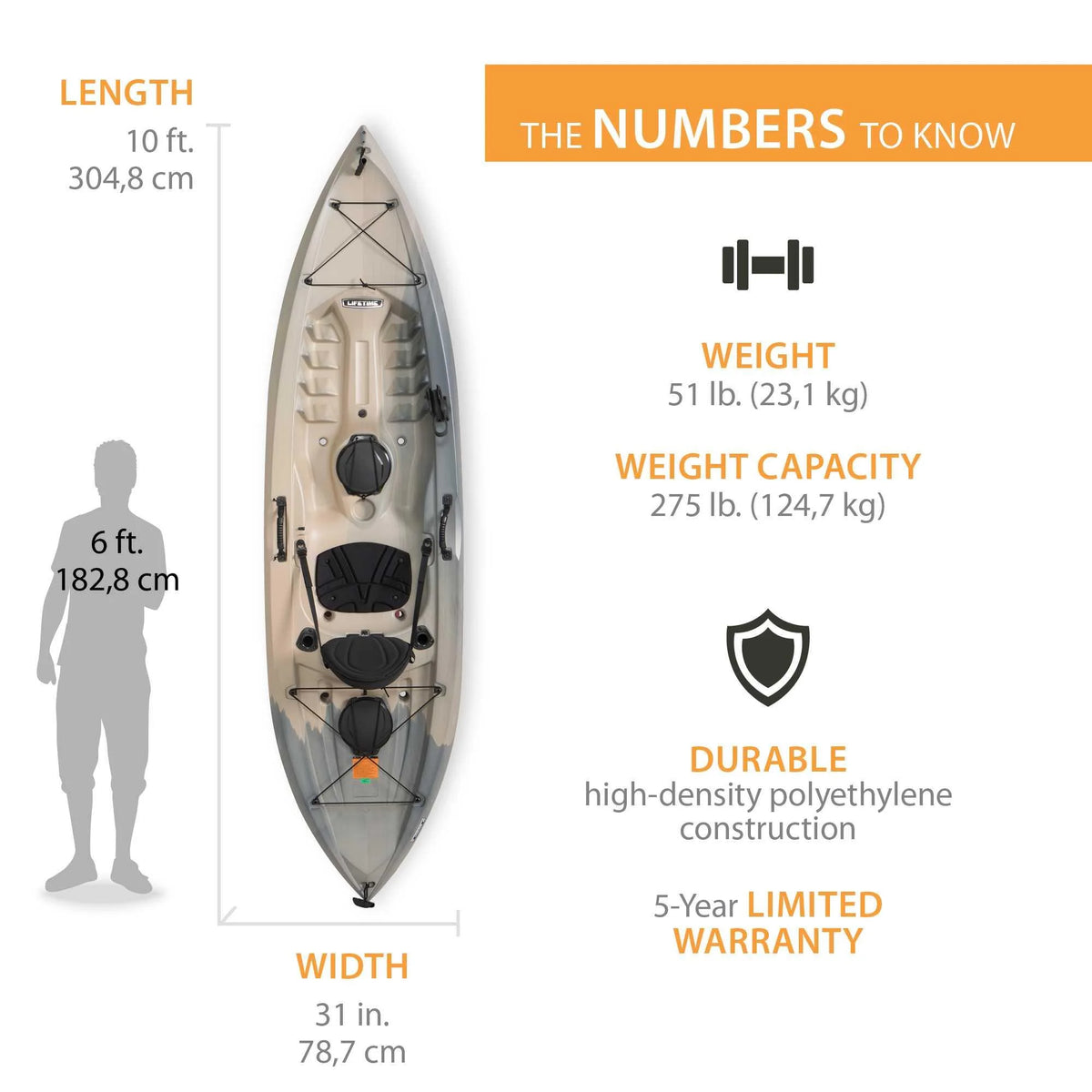 Lifetime Tamarack Angler 10 ft. Fishing Kayak, Volcano Fusion (91340)