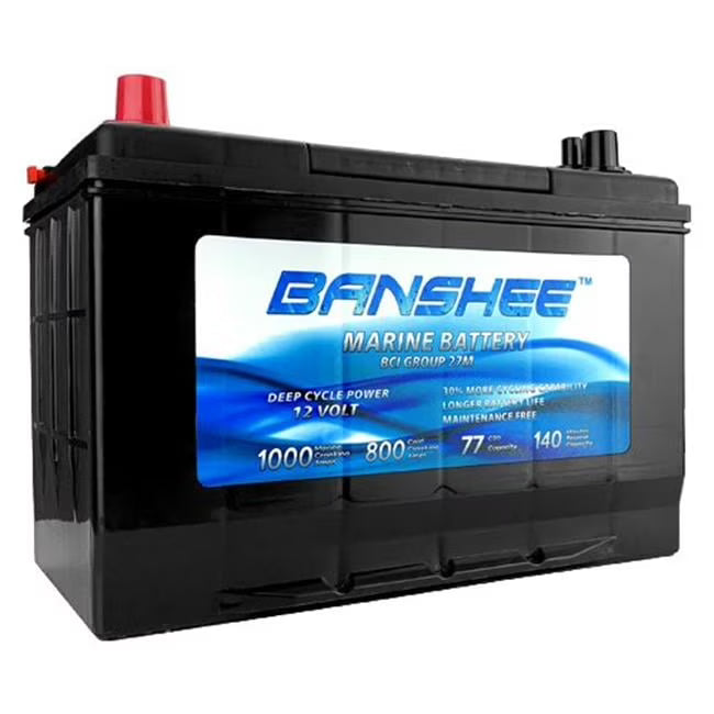 Banshee Deep Cycle Marine Battery 12V Automotive Battery Group Size 27, Top Post