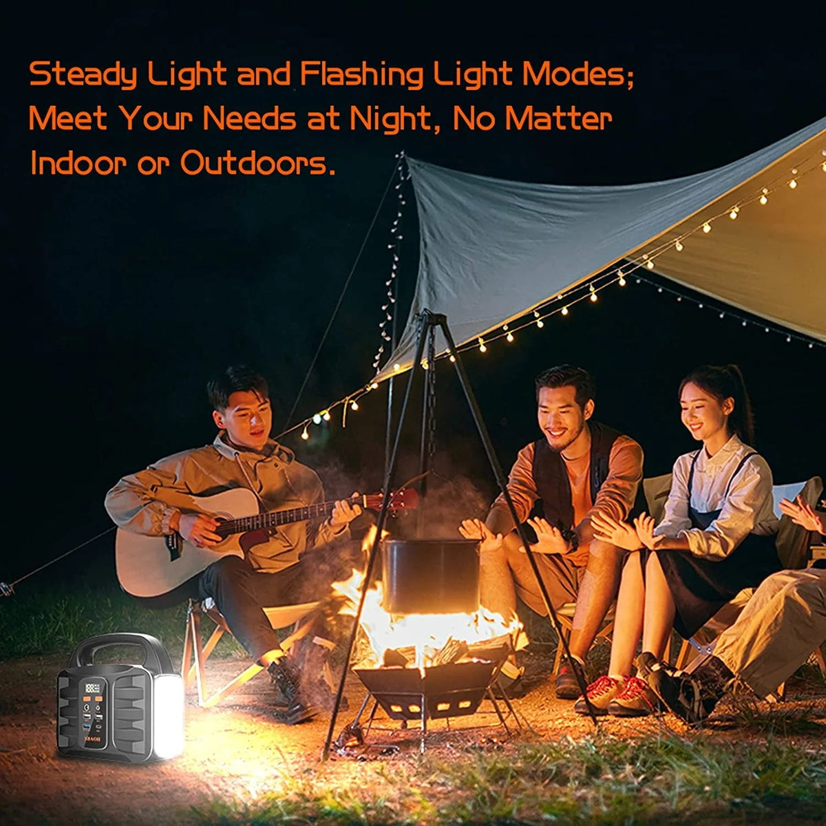 SBAOH Portable Power Station, 155Wh 42000mAh Outdoor Solar Generator with 110V/150W(Peak 200W) AC Outlet and USB-C PD(30W) Port, Power Supply for Outdoor Camping RV Trip, Home Emergency Outage