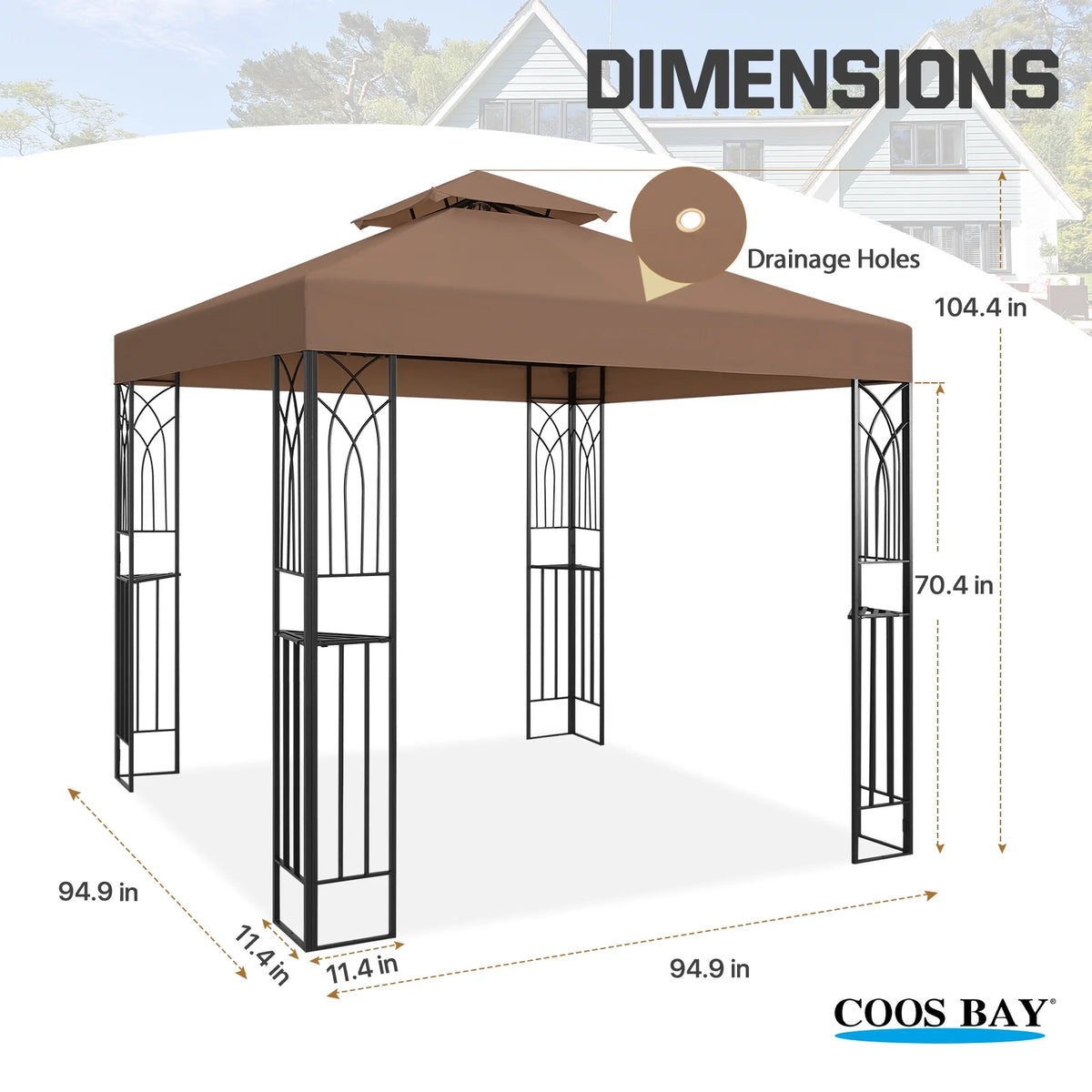 COOS BAY 8x8 Outdoor Patio Gazebo with Corner Shelves, Two-Tier Soft Top Canopy for Backyard, Lawn, Deck and Garden, Gray