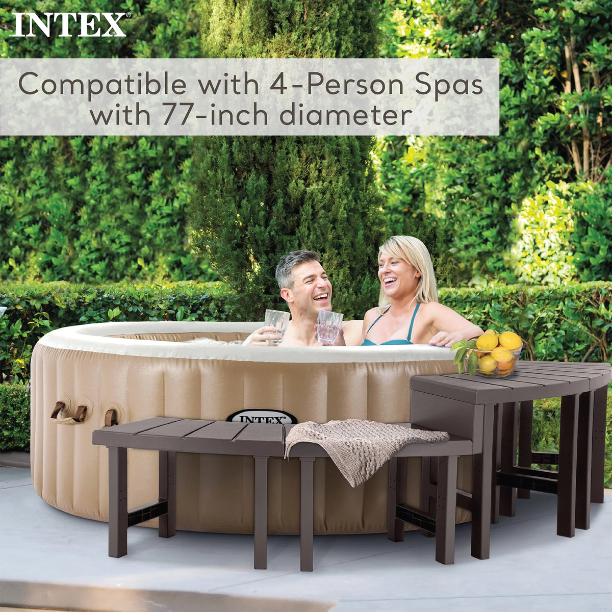 Intex 2 Medium and 2 Tall PureSpa Benches, Compatible w/ 4 Person Spas