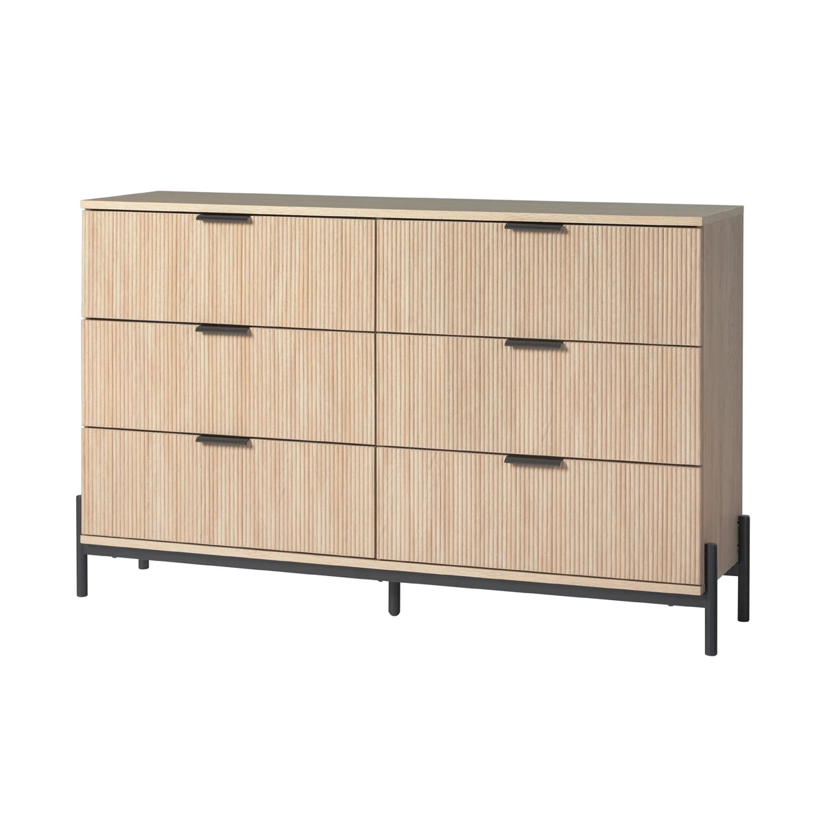 Walker Edison Mid-Century 6-Drawer Dresser with Reeded Drawer Fronts, Mocha