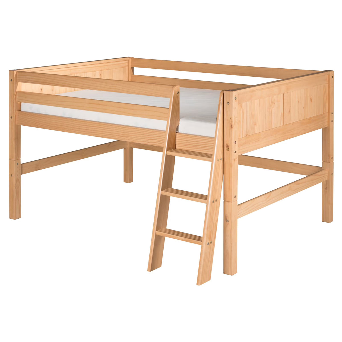Camaflexi Full Size Low Loft Bed - Panel Headboard - Cappuccino Finish