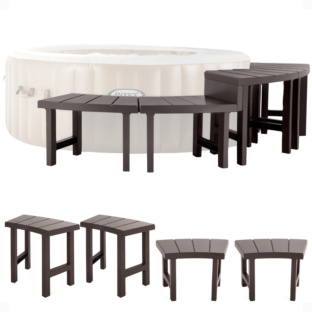 Intex 2 Medium and 2 Tall PureSpa Benches, Compatible w/ 4 Person Spas
