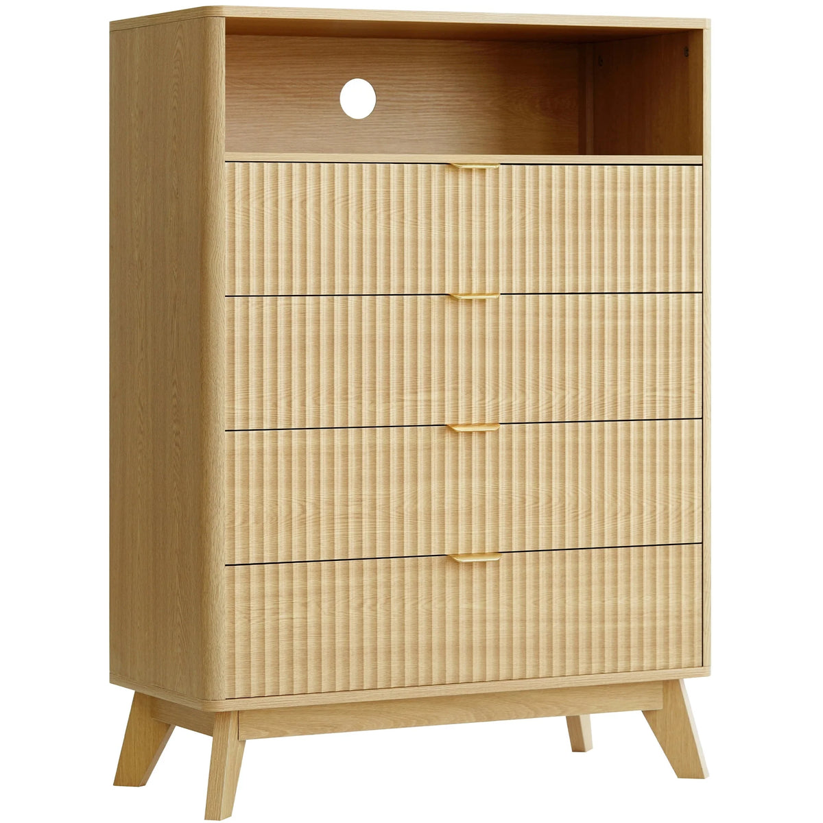 Dresser 4 Drawer Tall Chest of Drawers for Bedroom, Vintage Style Furniture for Closet, Nightstand, 43.63'' H X 31.5' W X 15.35'' D