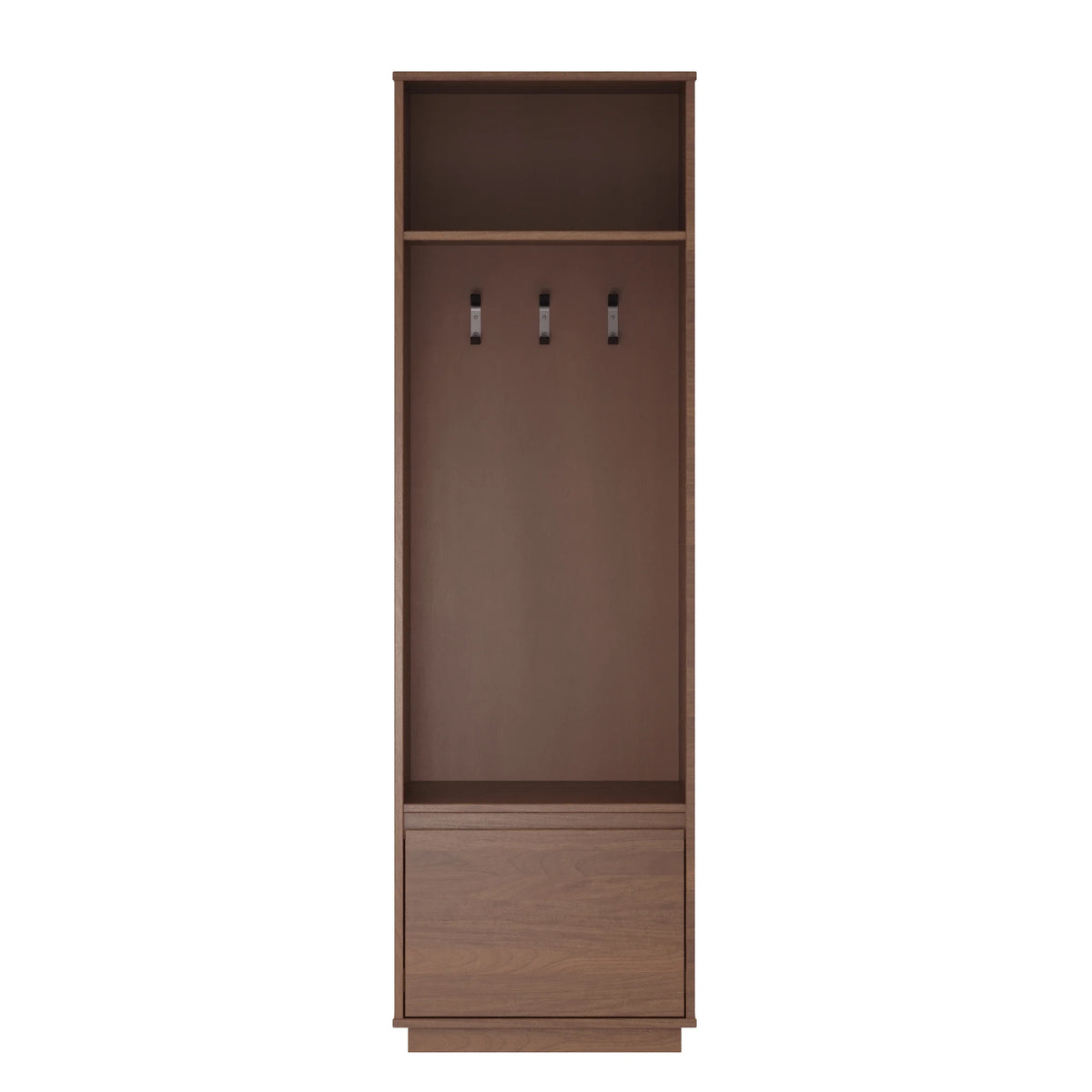 Linon Winston Mid-Century Hall Tree with Cubby and 3 Hooks, Walnut