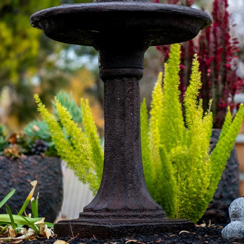 XBrand 28" Solar Water Fountain, 1-Tier, Outdoor Birdbath, Brown Resin, With Solar Panel, Solar Pump, Lawn and Garden, Garden Décor, Garden Water Feature