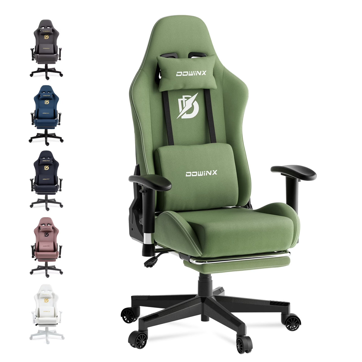 Dowinx Computer Gaming Chair with Pocket Spring Cushion and 4D Armrests for Office,Breathable Fabric High Back Ergonomic Task Chair with Footrest , Massage Lumbar Support Black