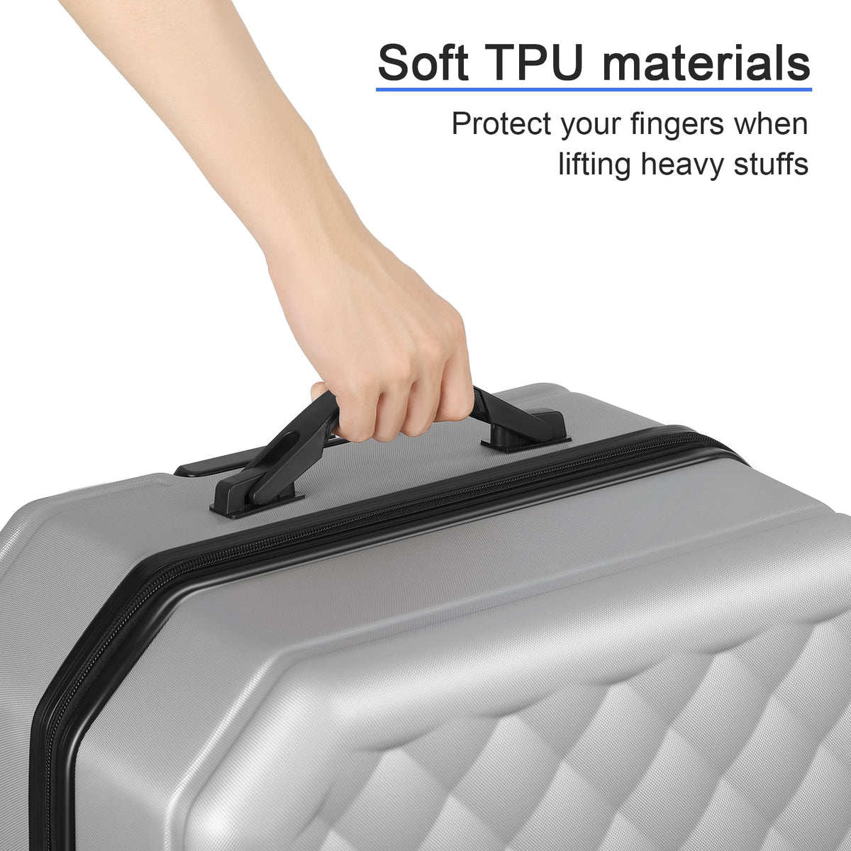 Luggage 3-Pieces Set ABS Durable Suitcase Beige 20"24"28"