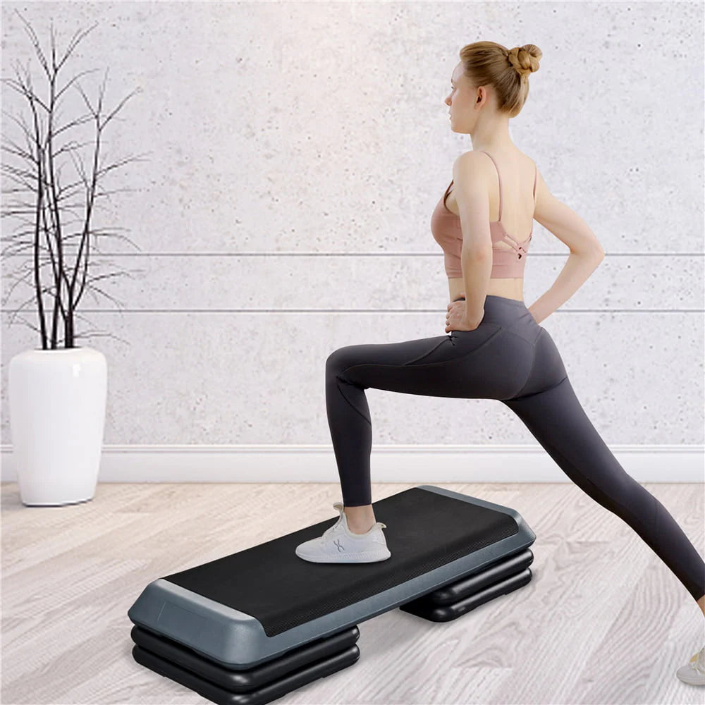 SmileMart Adjustable Heights Aerobic Stepper Exercise Platform for Home Gym, Gray