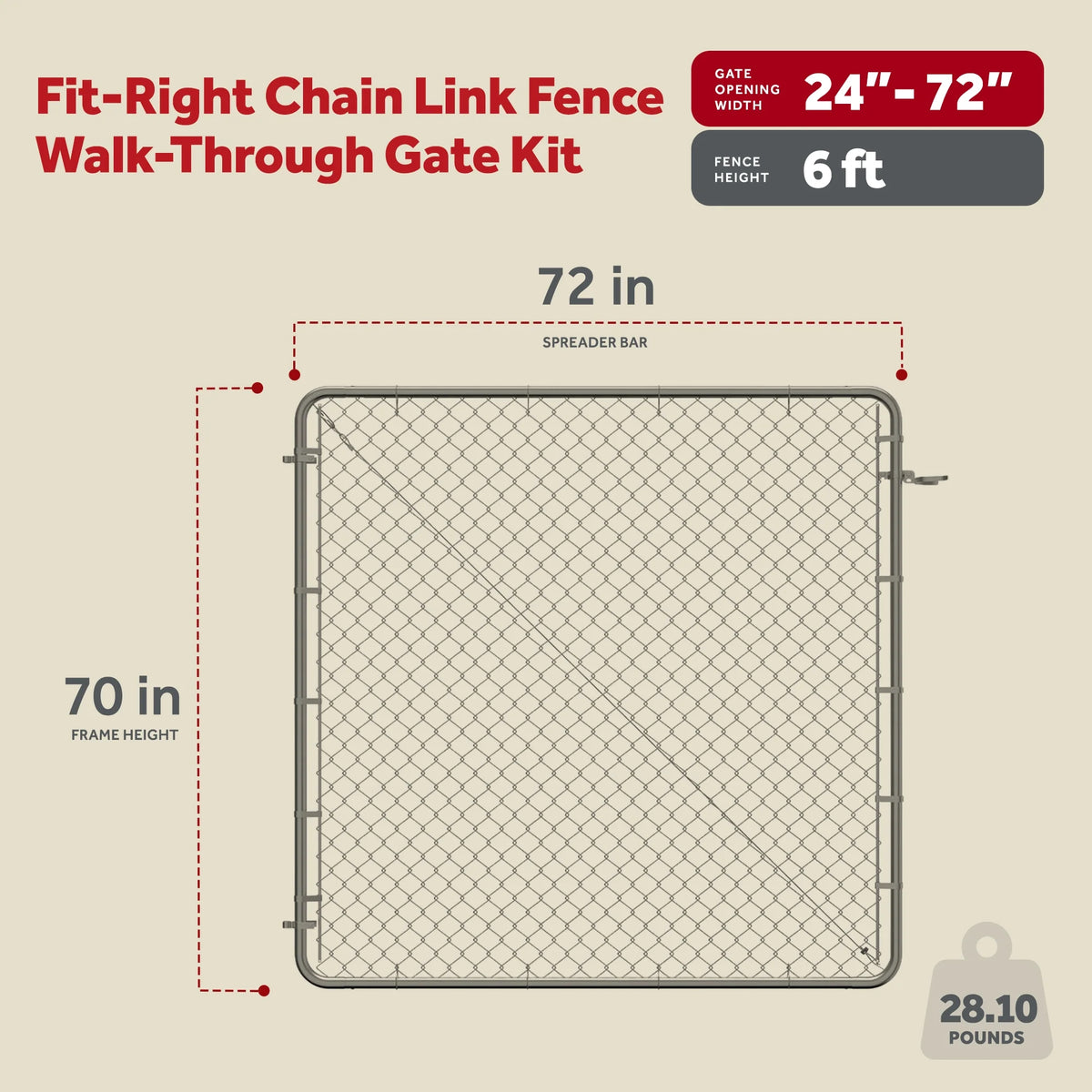 Adjust-A-Gate Fit-Right Chain Link Gate Kit with Square Corner Frame, Black