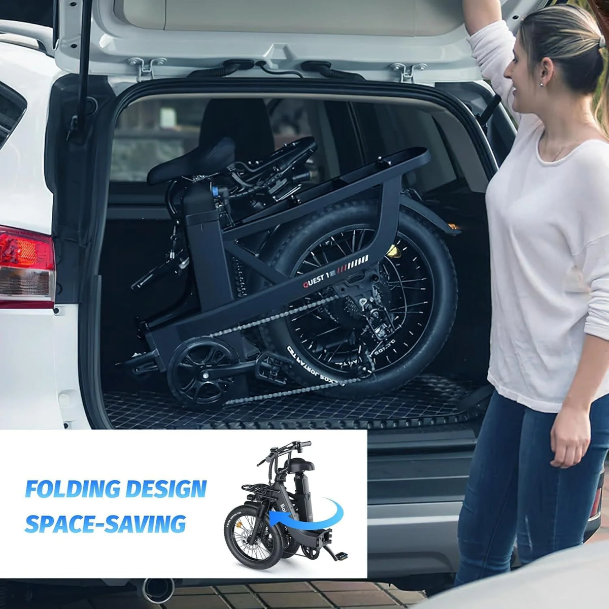 Electric Bike for Adults with 1500W Peak Motor,80Miles Max Range,7 Speed Gear,750WH Detachable Battery,Folding Ebike with 20'' Fat Tire��Full Suspension UL Certificated Bicycle