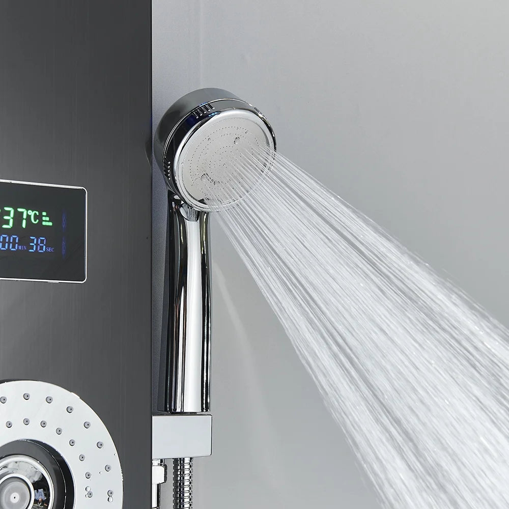 Shower Panel Tower System LED Rain&Waterfall Massage Jet Sprayer Stainless Steel