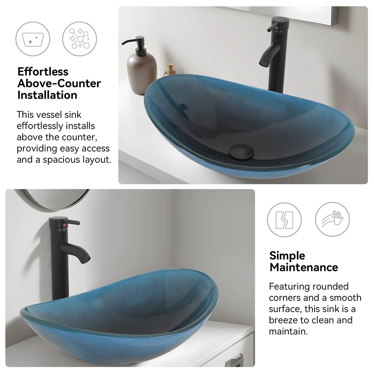 FULLWATT Bathroom Ceramic Sink Vanity Vessel Basin Porcelain Faucet Drain Combo Rectangle,White