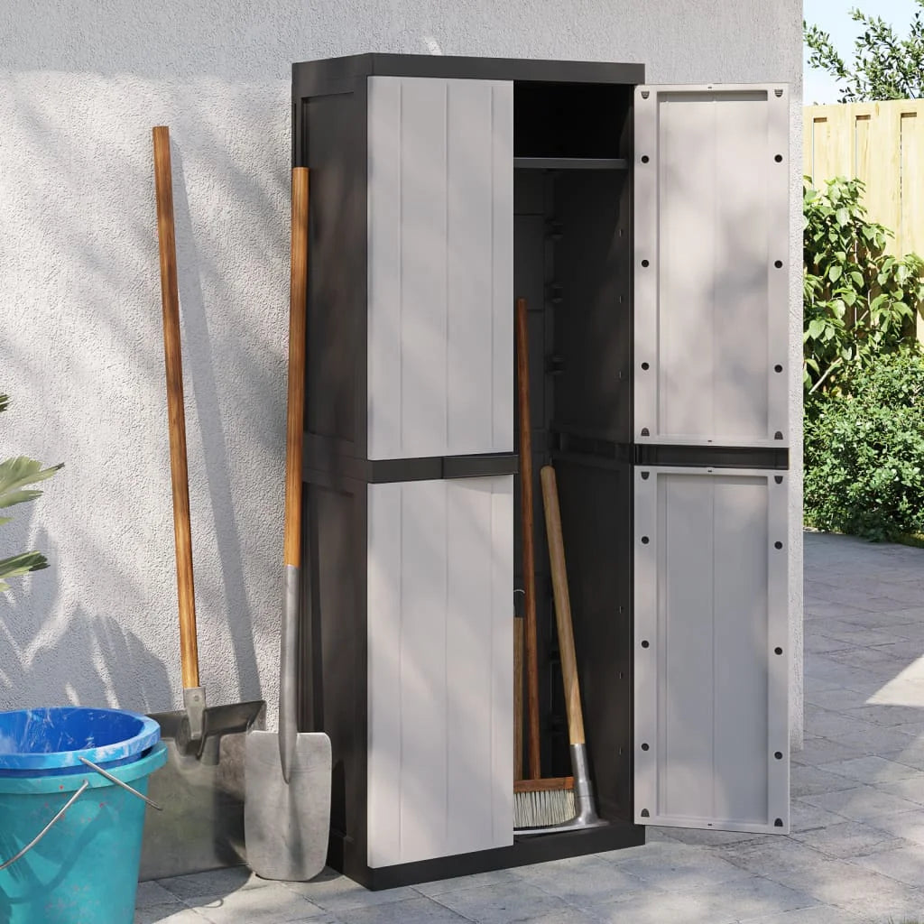 vidaXL Outdoor Storage Cabinet Black 25.6"x14.6"x33.5" PP