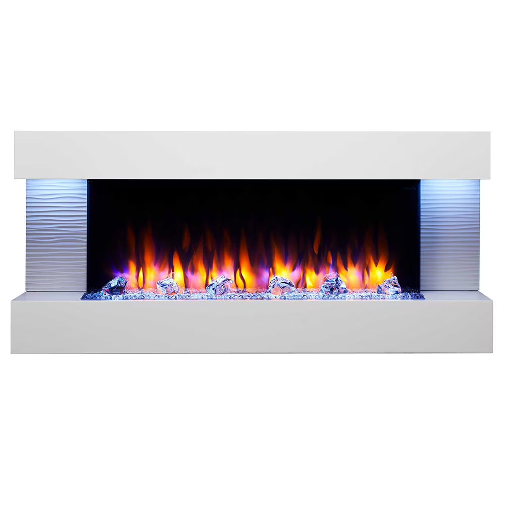 SimpliFire Format 10"D x 60"W x 23"H Floating Mantel Electric Fireplace - White