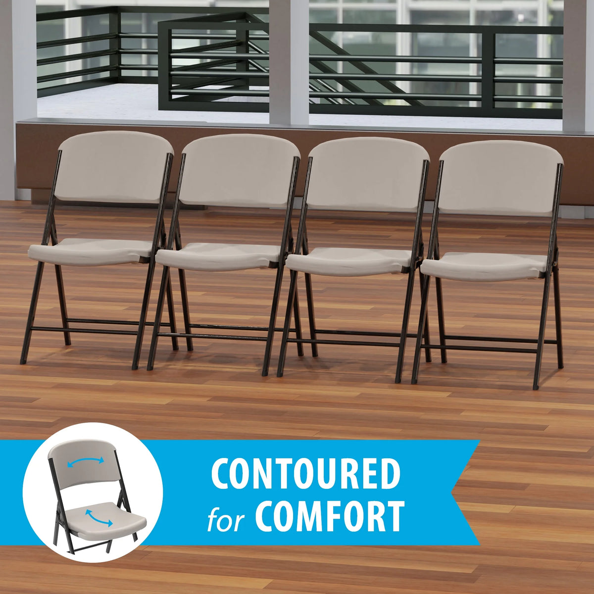 Lifetime Folding Chair, Indoor/Outdoor Commercial, White Granite, 4 Pack (42804)