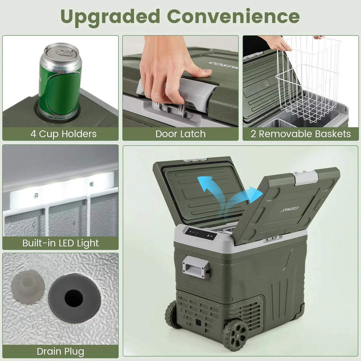 Costway 12 Volt Car Refrigerator 37 QT Portable Car Fridge with -4℉~68℉ Adjustable Range