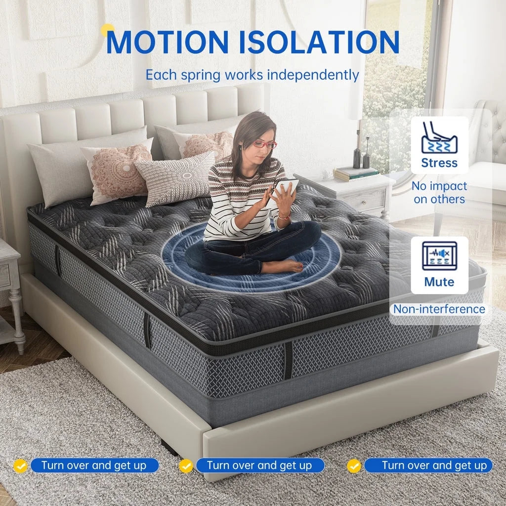BEHOST Twin Mattress 10 inch, CertiPUR-US Certified Eco-Friendly Twin Memory Foam Mattress, Motion-Free Pocket Springs Hybrid Mattress Twin Size